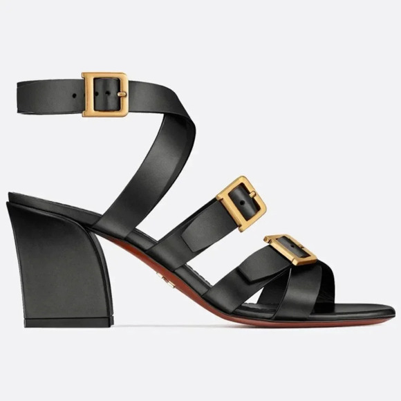 Christian Dior Double D Black Heeled Sandal Sz 37 - Picture 2 of 11